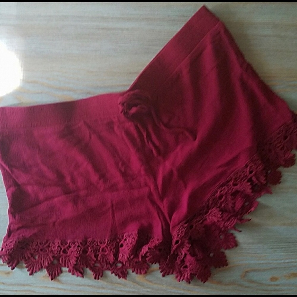 Burgundy Lace Festival Shorts